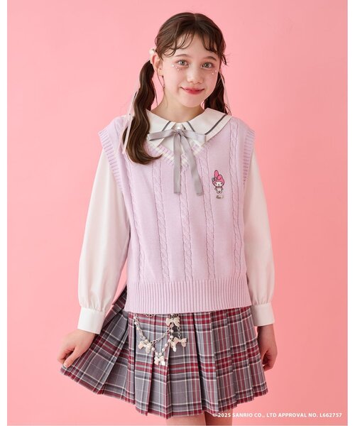 メゾピアノJr 150 ベロアのお洒落可愛いサロペット＋ミキハウスベスト