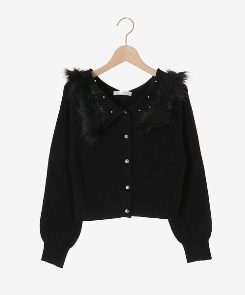 MAJESTIC LEGON（マジェスティックレゴン）の「フェイクファー付きキラキラ襟ニット（ニット/セーター・レディース・ピンク/ブラック/アイボリー・MEDIUM）」の17枚目の写真