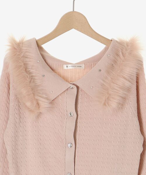 MAJESTIC LEGON（マジェスティックレゴン）の「フェイクファー付きキラキラ襟ニット（ニット/セーター・レディース・ピンク/ブラック/アイボリー・MEDIUM）」の19枚目の写真