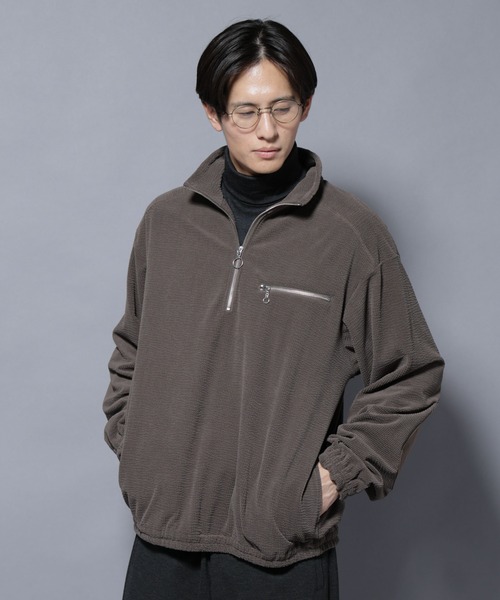 NANO universe(ナノユニバース)の「モールJQDコーデュロイハーフジッププルオーバー(スウェット・メンズ・グレー系その他2/ブラック・M/L)」の1枚目の写真