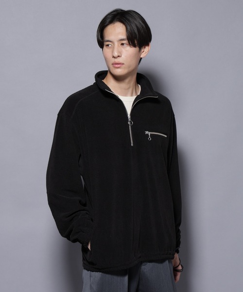 NANO universe(ナノユニバース)の「モールJQDコーデュロイハーフジッププルオーバー(スウェット・メンズ・グレー系その他2/ブラック・M/L)」の2枚目の写真