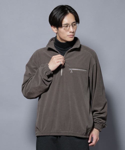 NANO universe(ナノユニバース)の「モールJQDコーデュロイハーフジッププルオーバー(スウェット・メンズ・グレー系その他2/ブラック・M/L)」の3枚目の写真