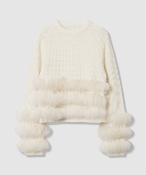 ルルウィルビー　ファー付きカットソー ルルウィルビー ファー付きカットソー カットソー|トップス|LOULOU