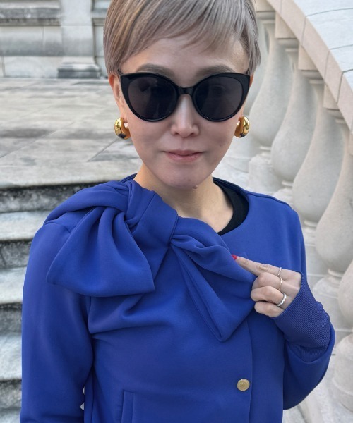 JENNE(ジェンヌ)の「日本製おりがみリボンブルゾン(紫外線99.9カット)(Tシャツ/カットソー・レディース・ブラック/ブルー/ホワイト・SMALL/LARGE/MEDIUM)」の21枚目の写真