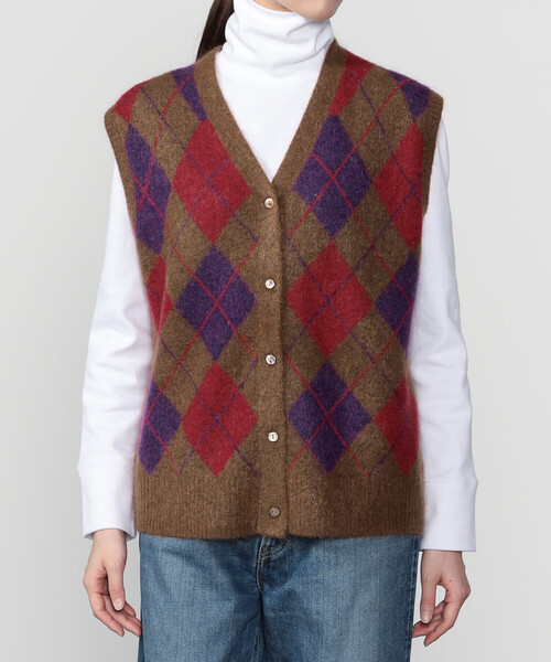 THE SHINZONE(ザ シンゾーン)の「THE SHINZONE | ARGYLE KNIT VEST WOMEN(ベスト・レディース・ブラウン系その他/グレー系その他・F)」の1枚目の写真