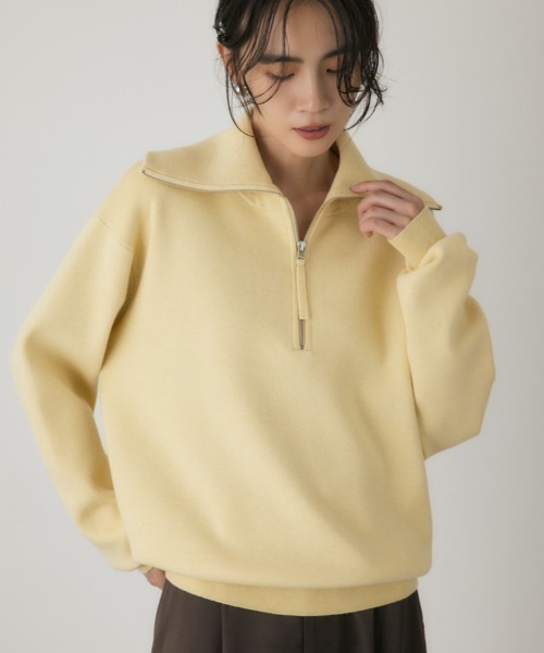 crie conforto（クリーコンフォルト）の「ハーフジップセーラーカラーニット　長袖 / 冬服（ニット/セーター・レディース・グレー/ライトイエロー/ネイビー・FREE）」の3枚目の写真