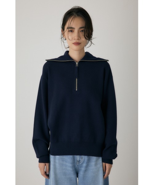 crie conforto（クリーコンフォルト）の「ハーフジップセーラーカラーニット　長袖 / 冬服（ニット/セーター・レディース・グレー/ライトイエロー/ネイビー・FREE）」の11枚目の写真