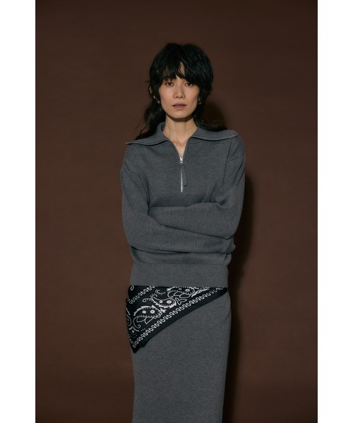 crie conforto（クリーコンフォルト）の「ハーフジップセーラーカラーニット　長袖 / 冬服（ニット/セーター・レディース・グレー/ライトイエロー/ネイビー・FREE）」の5枚目の写真