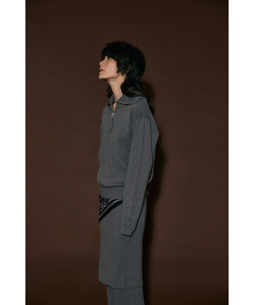 crie conforto（クリーコンフォルト）の「ハーフジップセーラーカラーニット　長袖 / 冬服（ニット/セーター・レディース・グレー/ライトイエロー/ネイビー・FREE）」の6枚目の写真