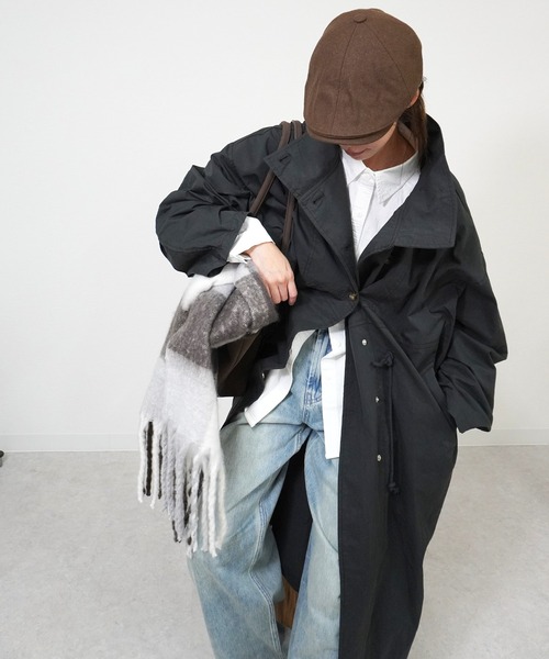 gossara(ゴサラ)の「【羽織るだけで旬顔に】ミリタリーオーバーコート(ノーカラーコート・レディース・カーキ/ブラック/ベージュ・FREE)」の15枚目の写真