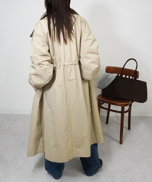 gossara(ゴサラ)の「【羽織るだけで旬顔に】ミリタリーオーバーコート(ノーカラーコート・レディース・カーキ/ブラック/ベージュ・FREE)」の19枚目の写真