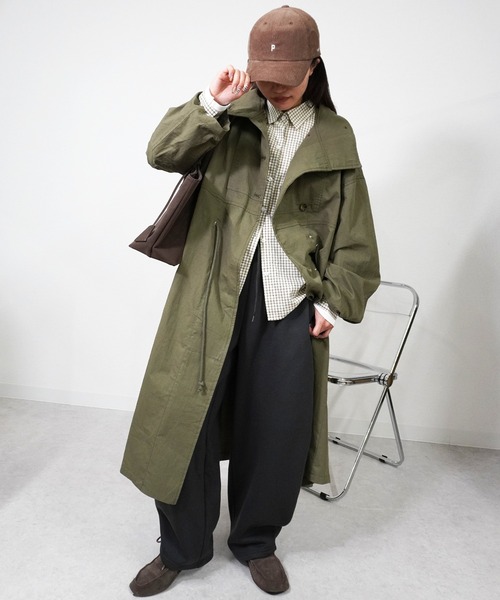 gossara(ゴサラ)の「【羽織るだけで旬顔に】ミリタリーオーバーコート(ノーカラーコート・レディース・カーキ/ブラック/ベージュ・FREE)」の22枚目の写真