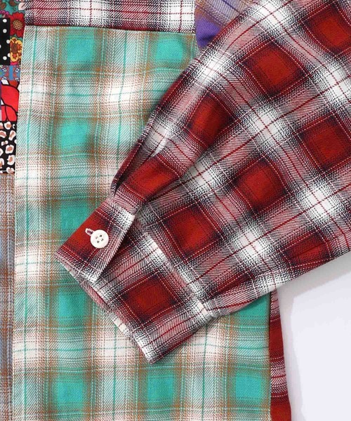ScoLar（スカラー）の「153687：チェックと総柄のアシメパッチワークシャツ（シャツ/ブラウス・レディース・ブルー・M）」の13枚目の写真