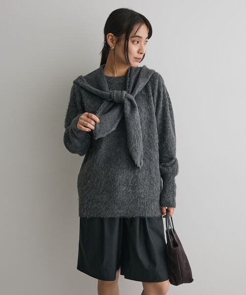 CRAFT STANDARD BOUTIQUE（クラフトスタンダードブティック）の「フードストール付きニットプルオーバー＜ハンドウォッシャブル＞◆（ニット/セーター・レディース・チャコールグレー/ベージュ/アイボリー・FREE）」の18枚目の写真