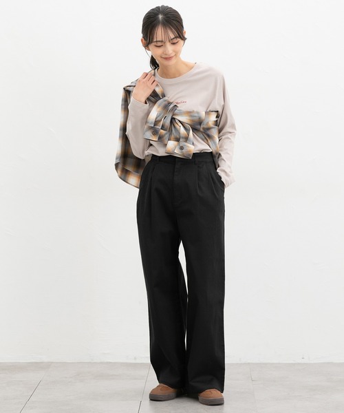 Honeys(ハニーズ)の「チノワイドストレート(股下60cm)(チノパンツ・レディース・ブラック/ベージュ/ライトベージュ/ダークブラウン/サンドベージュ・M/L/SS/S/LL)」の12枚目の写真