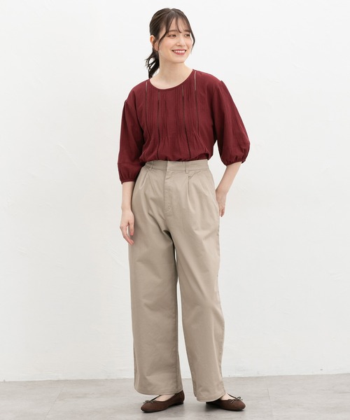 Honeys(ハニーズ)の「チノワイドストレート(股下60cm)(チノパンツ・レディース・ブラック/ベージュ/ライトベージュ/ダークブラウン/サンドベージュ・M/L/SS/S/LL)」の17枚目の写真