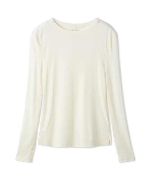 Mila Owen（ミラオーウェン）の「ウールテンセルクルーネックシアーロンＴ（Tシャツ/カットソー・レディース・レッド/ブラウン/ベージュ/アイボリー/ライトブルー・0/1）」の2枚目の写真