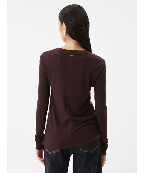 Mila Owen（ミラオーウェン）の「ウールテンセルクルーネックシアーロンＴ（Tシャツ/カットソー・レディース・レッド/ブラウン/ベージュ/アイボリー/ライトブルー・0/1）」の9枚目の写真