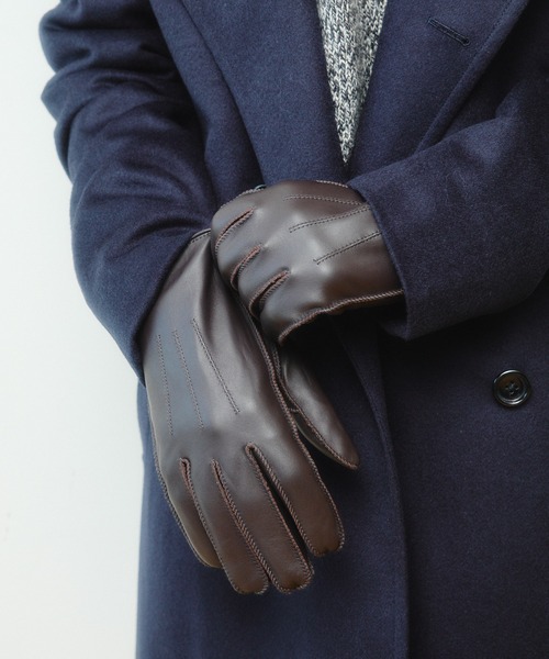 BEAMS HEART(ビームスハート)の「【タッチパネル対応】レザーグローブ(手袋・メンズ・ブラック/ダークブラウン・ONE SIZE)」の1枚目の写真