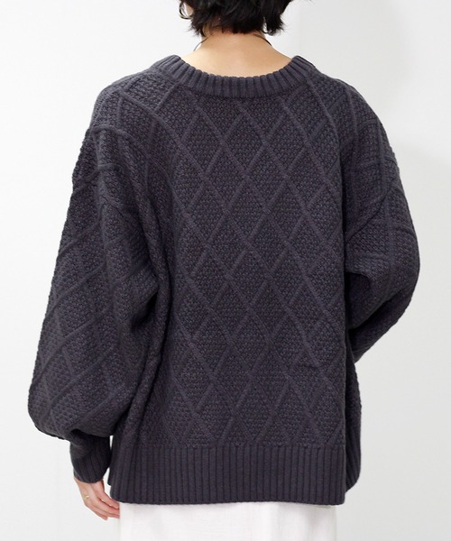 Fizz(フィズ)の「アクリルバルキー柄編みニット(Tシャツ/カットソー・レディース・アイボリー/グリーン/チャコール・M)」の14枚目の写真