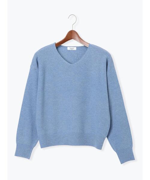 Te chichi TERRASSE（テチチテラス）の「もちもちミラノリブVネックニット（ニット/セーター・レディース・チャコールグレー/オフホワイト/イエロー/ブルー・F）」の4枚目の写真