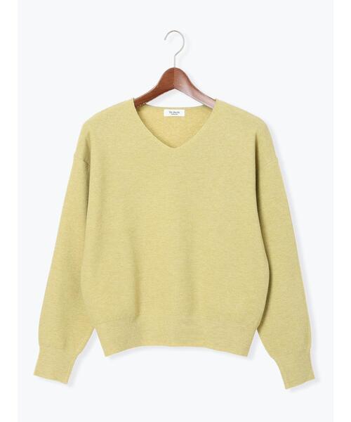 Te chichi TERRASSE（テチチテラス）の「もちもちミラノリブVネックニット（ニット/セーター・レディース・チャコールグレー/オフホワイト/イエロー/ブルー・F）」の11枚目の写真