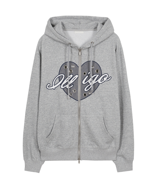 ILLIGO（イリゴ）の「チェックハートアイレットフードジップアップメランジ（パーカー・レディース・その他・SMALL/MEDIUM）」の4枚目の写真