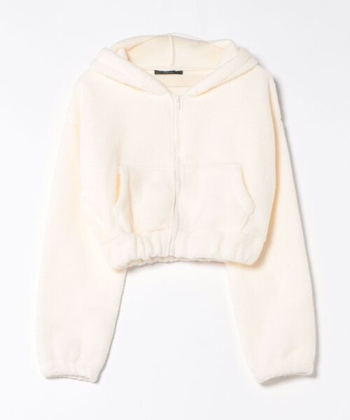 almo(アルモ)の「【1枚で決まる♪】ショート丈ボアZIPパーカー(BL)(パーカー・レディース・ブラック/オフホワイト・FREE)」の2枚目の写真