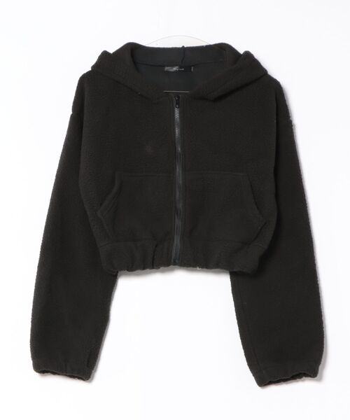 almo(アルモ)の「【1枚で決まる♪】ショート丈ボアZIPパーカー(BL)(パーカー・レディース・ブラック/オフホワイト・FREE)」の1枚目の写真