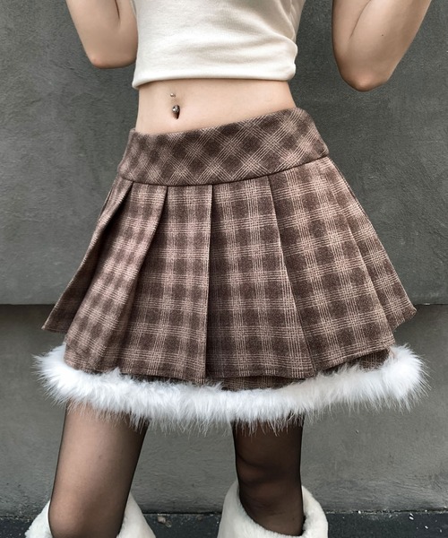 VEILA（ヴェイラ）の「チェック柄ミニスカート（スカート・レディース・グレー/ブラウン・M/L）」の4枚目の写真