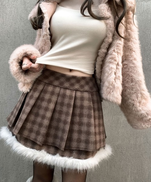 VEILA（ヴェイラ）の「チェック柄ミニスカート（スカート・レディース・グレー/ブラウン・M/L）」の7枚目の写真
