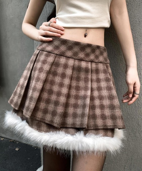 VEILA（ヴェイラ）の「チェック柄ミニスカート（スカート・レディース・グレー/ブラウン・M/L）」の13枚目の写真