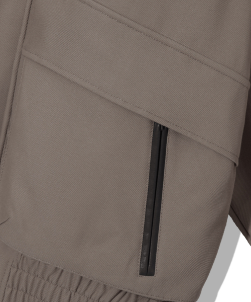 レザーコラツイルブルゾンワークジャケット[グレイッシュブラウン]