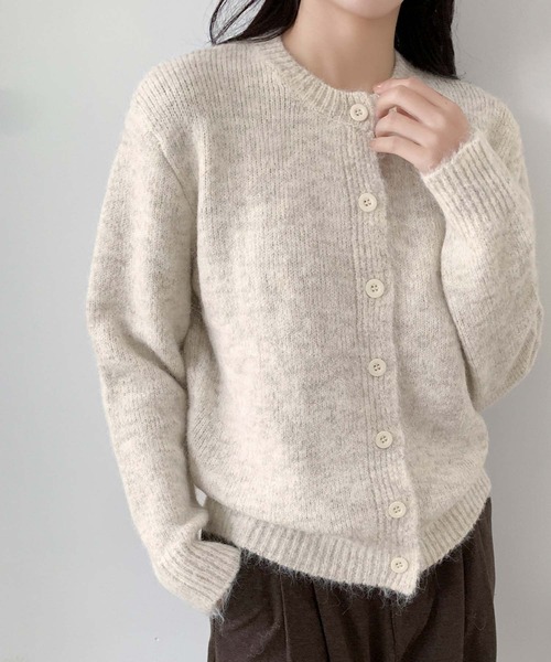 LOWO(ロワ)の「ニットカーディガン 長袖 冬 トップス レディース 秋冬(カーディガン/ボレロ・レディース・ブラウン/ベージュ/グレー/ブラック・FREE)」の4枚目の写真