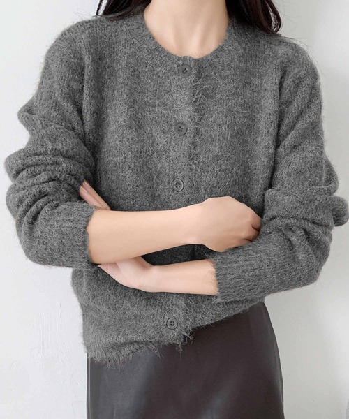 LOWO(ロワ)の「ニットカーディガン 長袖 冬 トップス レディース 秋冬(カーディガン/ボレロ・レディース・ブラウン/ベージュ/グレー/ブラック・FREE)」の2枚目の写真