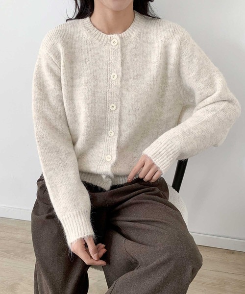 LOWO(ロワ)の「ニットカーディガン 長袖 冬 トップス レディース 秋冬(カーディガン/ボレロ・レディース・ブラウン/ベージュ/グレー/ブラック・FREE)」の7枚目の写真