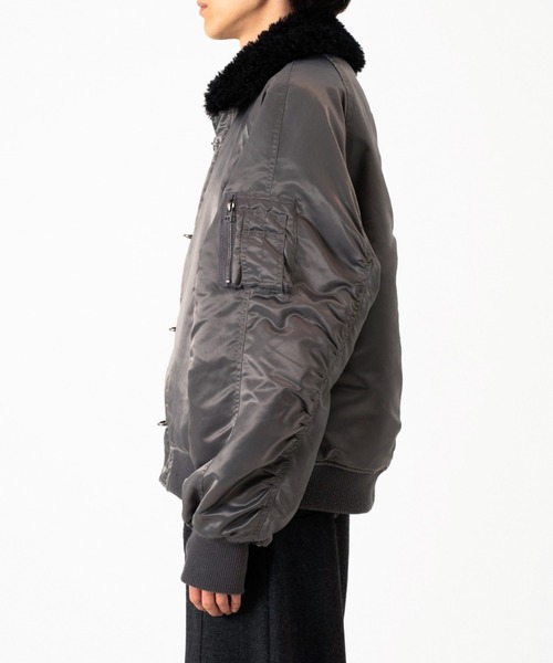 Camphor wood（カンファーウッド）の「DETACHABLE COLLAR FIREMAN BOMBER JACKET / 【襟取り外し可能】ファイヤーマンボンバージャケット（ブルゾン・メンズ・チャコール/カーキ・SMALL/MEDIUM/LARGE）」の19枚目の写真