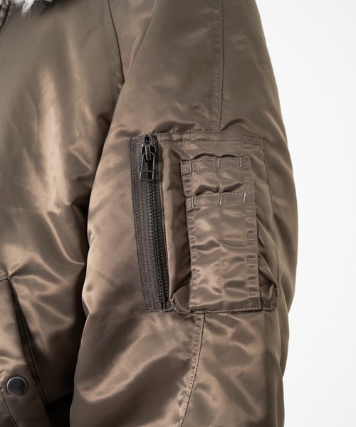 Camphor wood（カンファーウッド）の「DETACHABLE COLLAR FIREMAN BOMBER JACKET / 【襟取り外し可能】ファイヤーマンボンバージャケット（ブルゾン・メンズ・チャコール/カーキ・SMALL/MEDIUM/LARGE）」の12枚目の写真