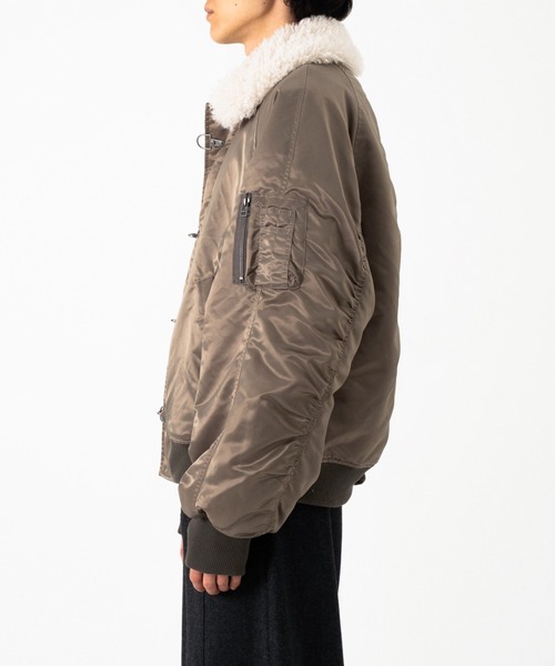 Camphor wood（カンファーウッド）の「DETACHABLE COLLAR FIREMAN BOMBER JACKET / 【襟取り外し可能】ファイヤーマンボンバージャケット（ブルゾン・メンズ・チャコール/カーキ・SMALL/MEDIUM/LARGE）」の14枚目の写真