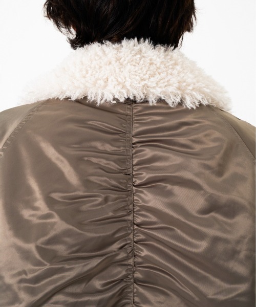 Camphor wood（カンファーウッド）の「DETACHABLE COLLAR FIREMAN BOMBER JACKET / 【襟取り外し可能】ファイヤーマンボンバージャケット（ブルゾン・メンズ・チャコール/カーキ・SMALL/MEDIUM/LARGE）」の16枚目の写真