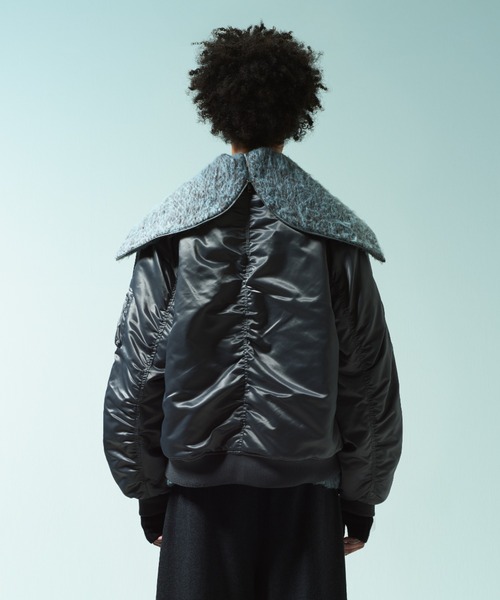 Camphor wood（カンファーウッド）の「DETACHABLE COLLAR FIREMAN BOMBER JACKET / 【襟取り外し可能】ファイヤーマンボンバージャケット（ブルゾン・メンズ・チャコール/カーキ・SMALL/MEDIUM/LARGE）」の3枚目の写真