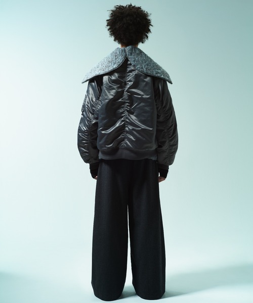 Camphor wood（カンファーウッド）の「DETACHABLE COLLAR FIREMAN BOMBER JACKET / 【襟取り外し可能】ファイヤーマンボンバージャケット（ブルゾン・メンズ・チャコール/カーキ・SMALL/MEDIUM/LARGE）」の6枚目の写真