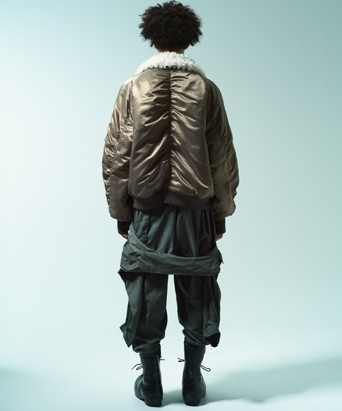 Camphor wood（カンファーウッド）の「DETACHABLE COLLAR FIREMAN BOMBER JACKET / 【襟取り外し可能】ファイヤーマンボンバージャケット（ブルゾン・メンズ・チャコール/カーキ・SMALL/MEDIUM/LARGE）」の8枚目の写真