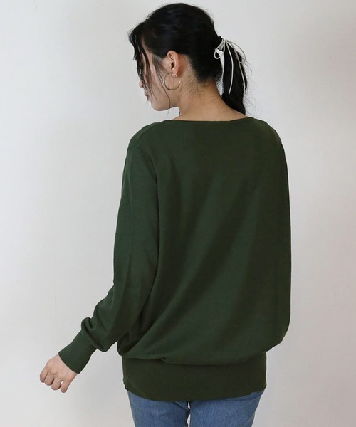 MARAI(マーライ)の「コットンVネックリブ長袖ニット(ニット/セーター・レディース・バーガンディー/ブラック/ブルー/ダークグリーン/グレイッシュベージュ/杢グレー/マスタード/ネイビー/ホワイト・M~L/LL~3L/4L~5L)」の22枚目の写真