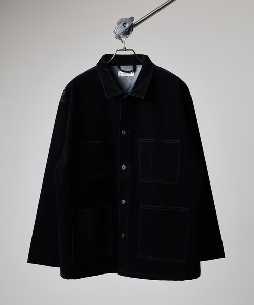many men many mind(メニーメンメニーマインド)の「MANYMENMANYMINDS フロッキー加工デニム/PUコーティング加工デニム/カバーオール(カバーオール・メンズ・ブラック系1/ブラック系2/ブラウン系・M/L)」の4枚目の写真