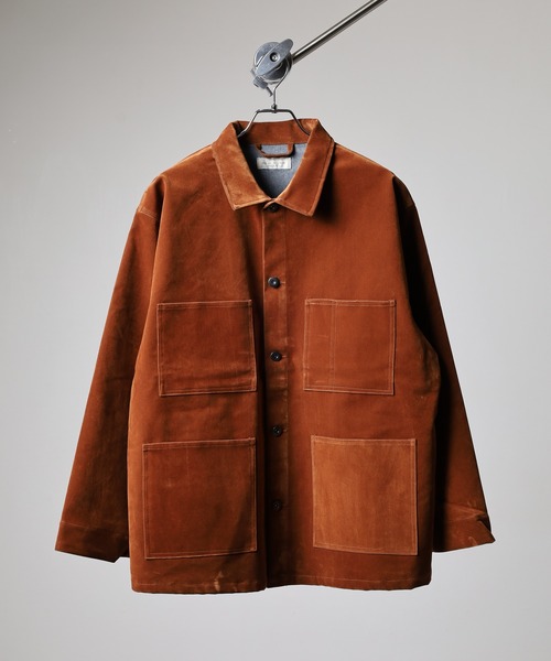 many men many mind(メニーメンメニーマインド)の「MANYMENMANYMINDS フロッキー加工デニム/PUコーティング加工デニム/カバーオール(カバーオール・メンズ・ブラック系1/ブラック系2/ブラウン系・M/L)」の6枚目の写真