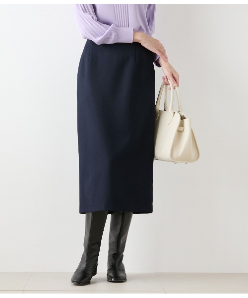NEWYORKER（ニューヨーカー）の「【ストレッチ】ウールブレンドダブルクロス ロングタイトスカート（スカート・レディース・キャメル/ネイビー・9号/11号）」の2枚目の写真