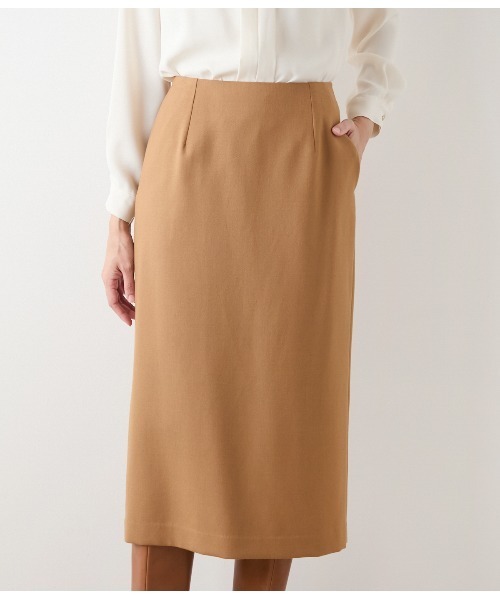 NEWYORKER（ニューヨーカー）の「【ストレッチ】ウールブレンドダブルクロス ロングタイトスカート（スカート・レディース・キャメル/ネイビー・9号/11号）」の3枚目の写真