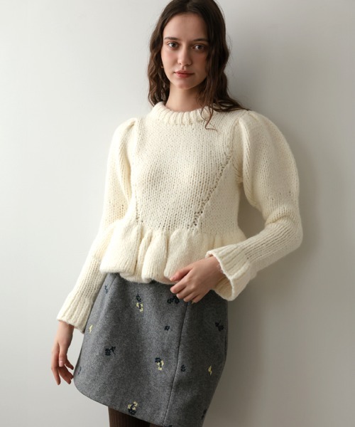 【新品】DONOBAN ハンドメイドパフニット　ホワイト ハンドメイドパフニット（ニット/セーター）｜DONOBAN（ドノバン）の