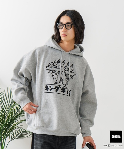 LB/S （エルビーエス）の「【GODZILLA/ゴジラ】ゴジラ キングギドラ オリジナルデザイン ビッグシルエット 裏起毛 プルオーバーパーカー フーディー ドロップショルダー オーバーサイズ（パーカー・メンズ・ブラック系その他/ブルー系その他2/グレー系その他2/ベージュ系その他・MEDIUM/LARGE/X-LARGE）」の11枚目の写真